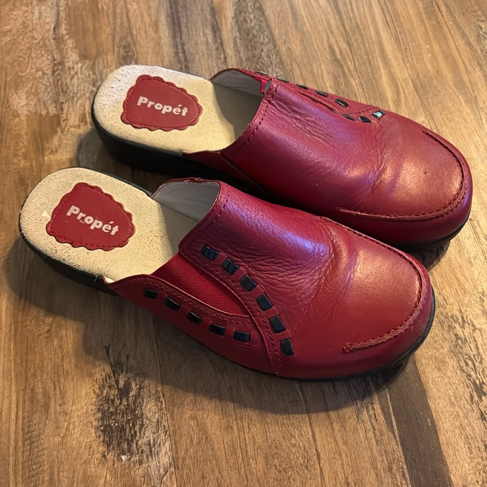 Propet red clogs